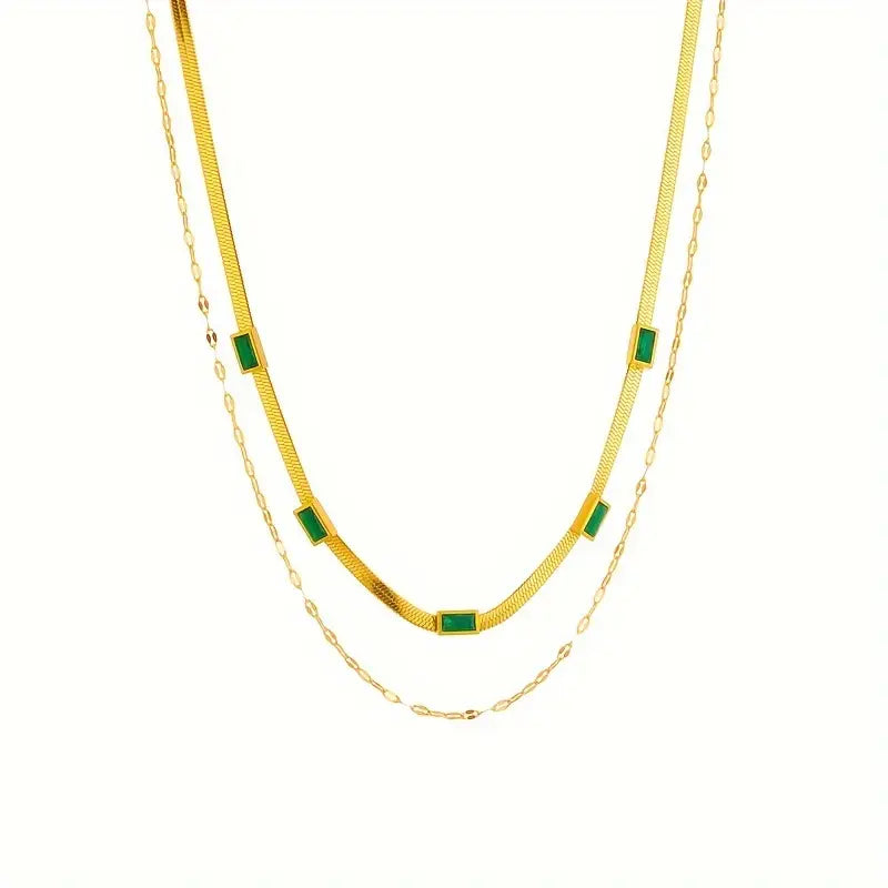 Retro-Doppel-Schicht Collier Sorella Gem | Gold