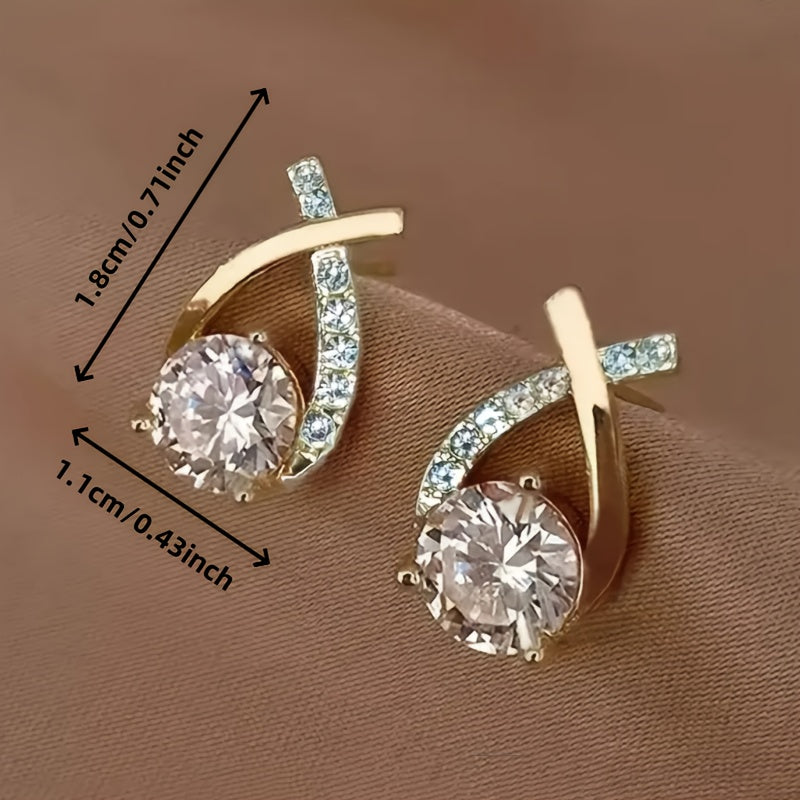 Ohrringe Golden Cross aus Zirkonium