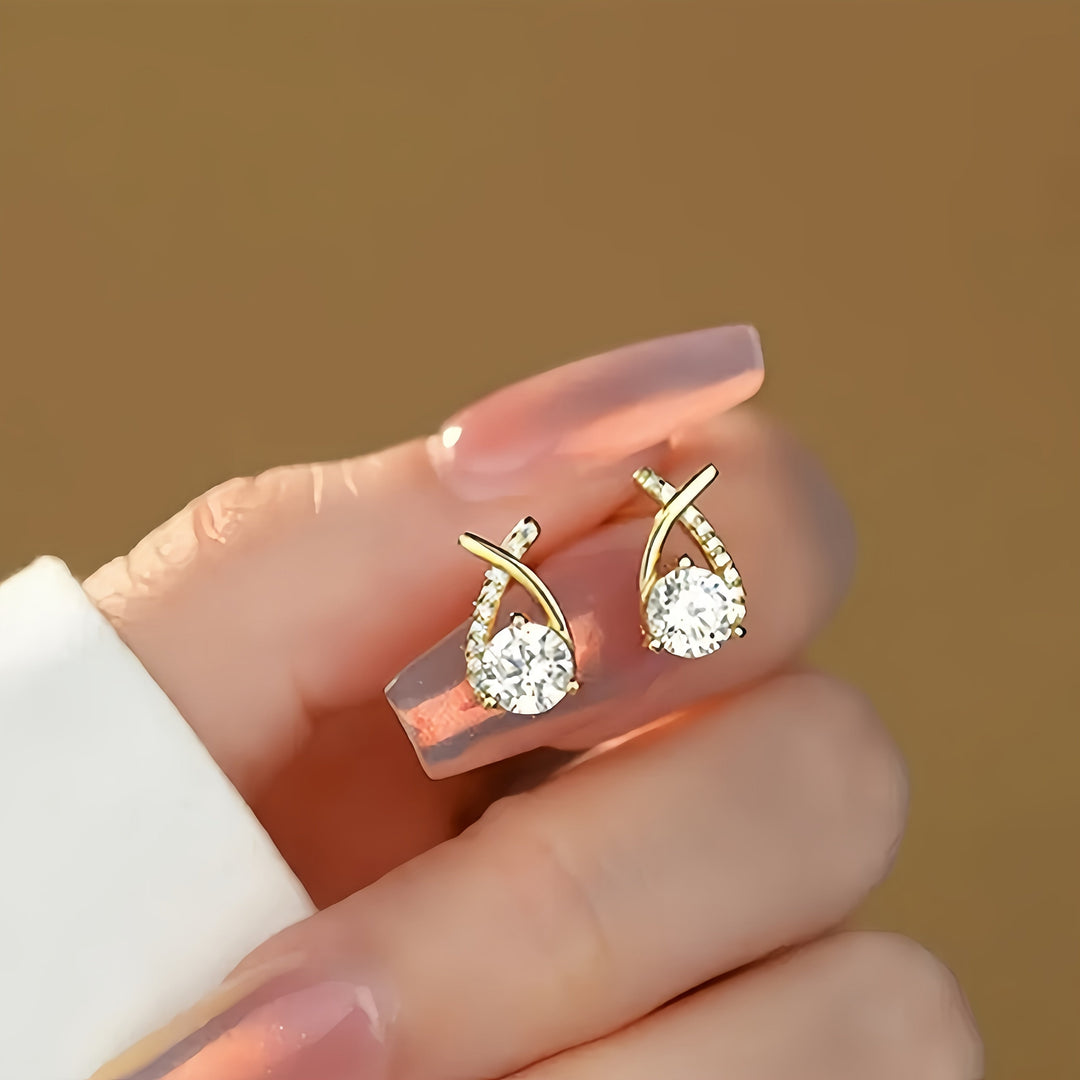 Ohrringe Golden Cross aus Zirkonium