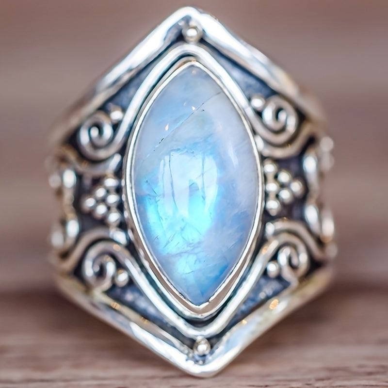 Silbermondstein-Ring