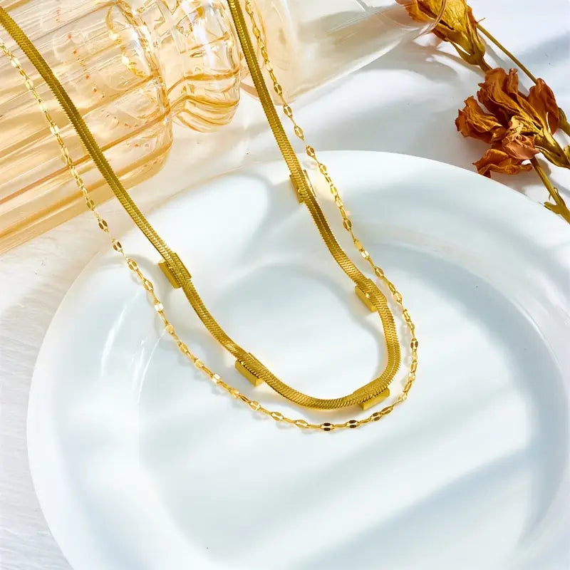 Retro-Doppel-Schicht Collier Sorella Gem | Gold