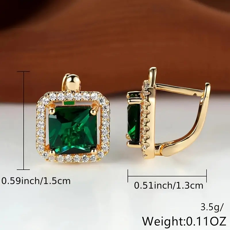 Ohrringe aus grünem Zirkonia in Gold | Gold