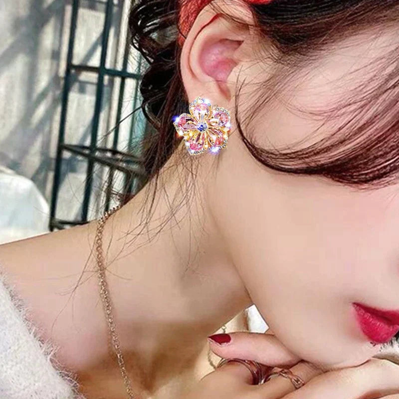 Earrings Made of Multicolored Cubic Zirconia in Silver