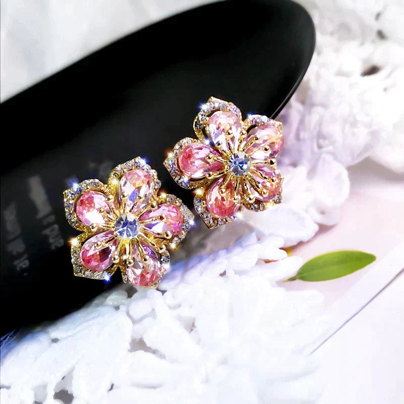 Earrings Made of Multicolored Cubic Zirconia in Silver
