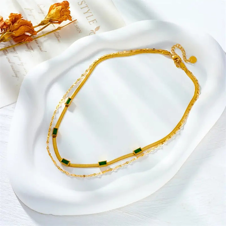 Retro-Doppel-Schicht Collier Sorella Gem | Gold