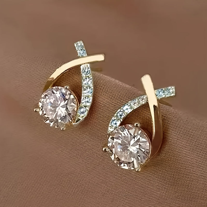 Ohrringe Golden Cross aus Zirkonium