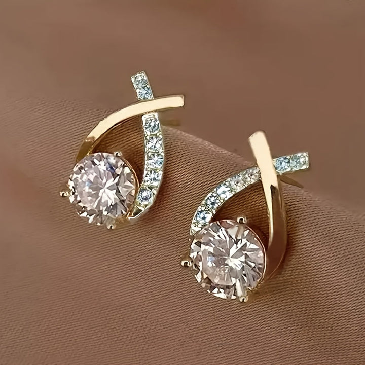 Ohrringe Golden Cross aus Zirkonium