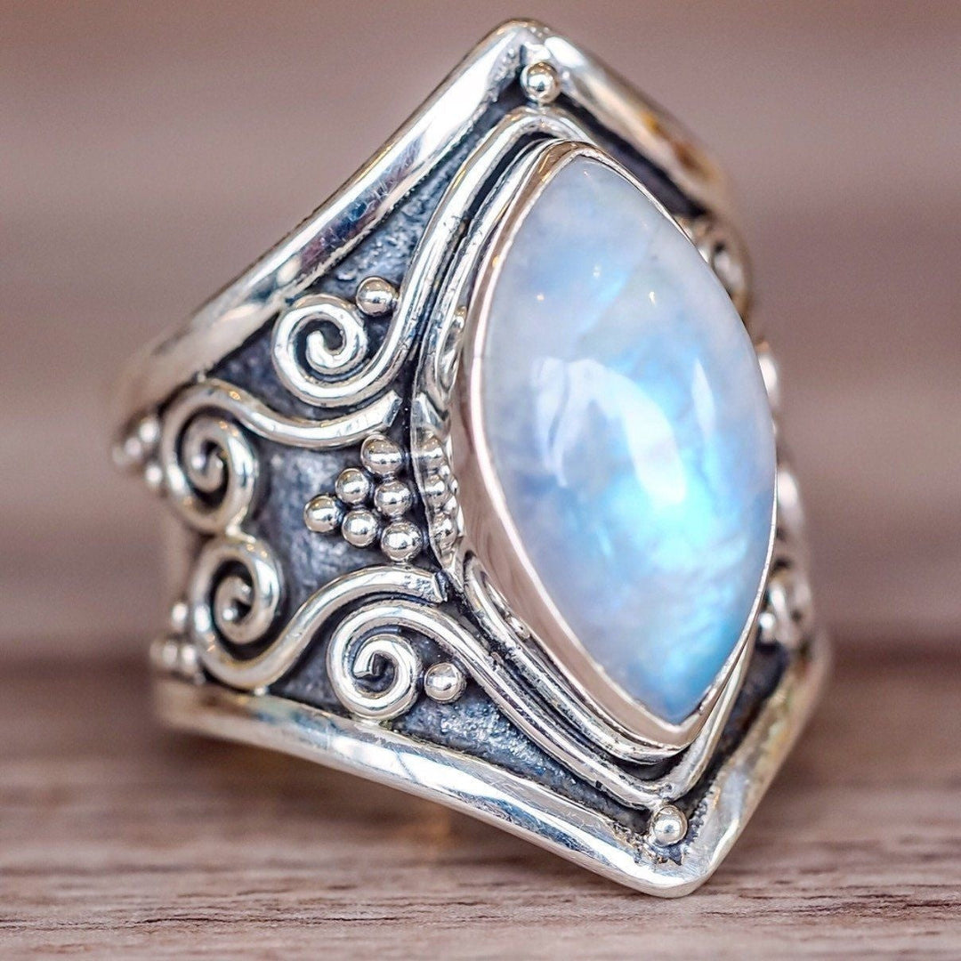 Silbermondstein-Ring