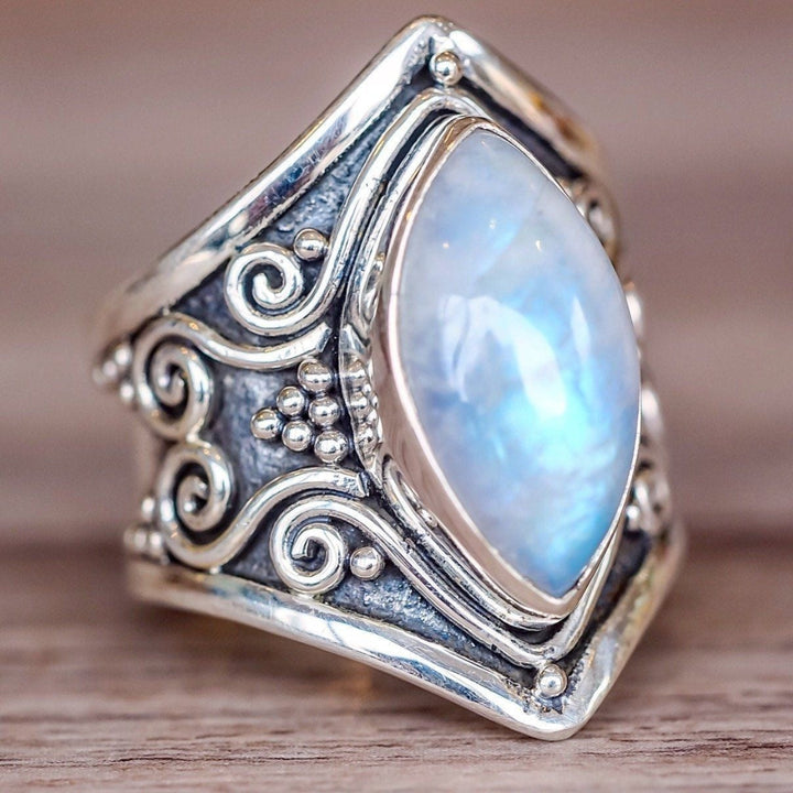 Silbermondstein-Ring