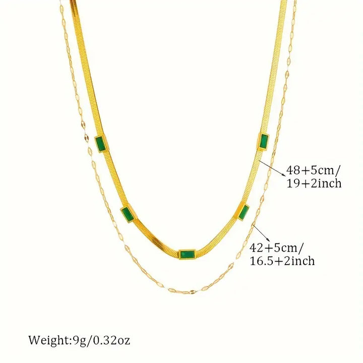Retro-Doppel-Schicht Collier Sorella Gem | Gold