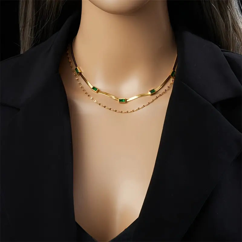 Retro-Doppel-Schicht Collier Sorella Gem | Gold