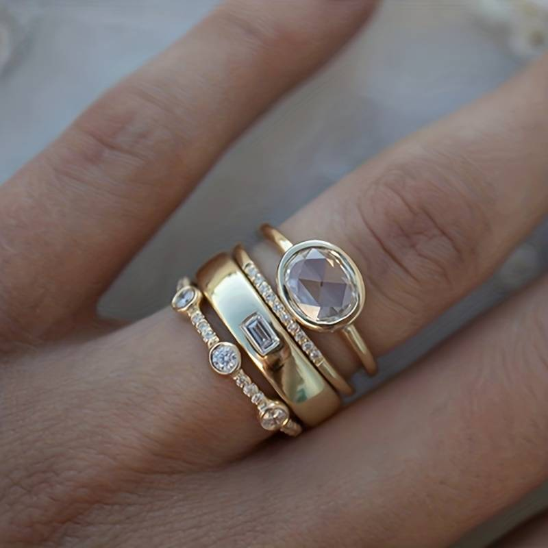 Vintage Ring Made of Gold and Zirconium
