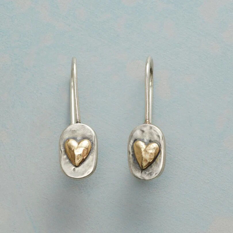 Vintage Heart Earrings in Gold and Silver